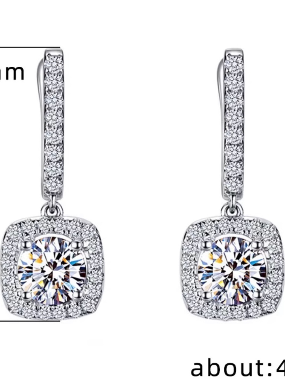Sterling Silver Crystal Drop Earrings - White